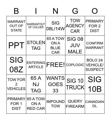Wants Bingo Card