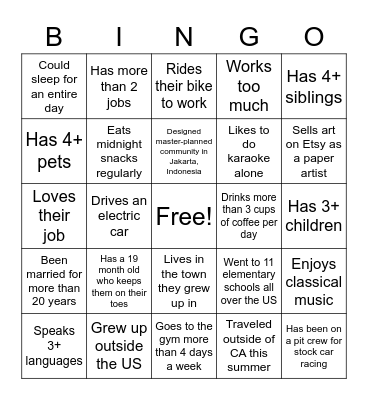 21 Directors Happy Hour Bingo Card