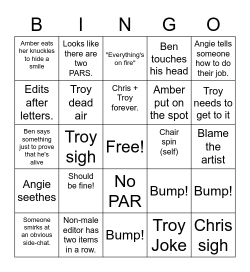 PM Bingo Card