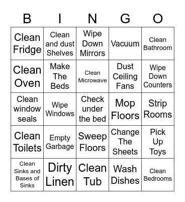 HOUSEKEEPING Bingo Card