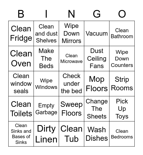 HOUSEKEEPING Bingo Card