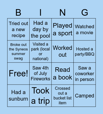 Summer Bingo! Bingo Card