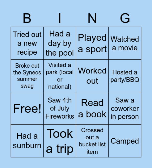 Summer Bingo! Bingo Card