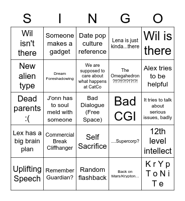 SINGO VOLUME 2: Dawn of Justice Bingo Card