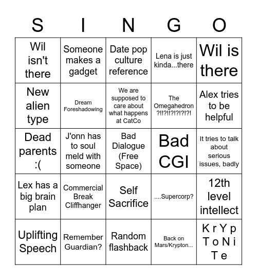 SINGO VOLUME 2: Dawn of Justice Bingo Card