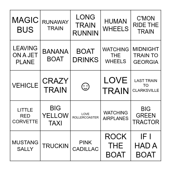 I'M YOUR VEHICLE BABY Bingo Card