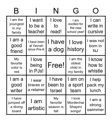~ Get To Know Me Bingo ~ Bingo Card