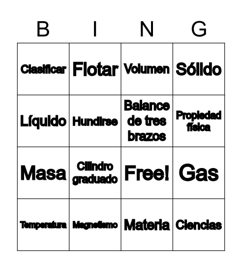 materia de clasificación Bingo Card