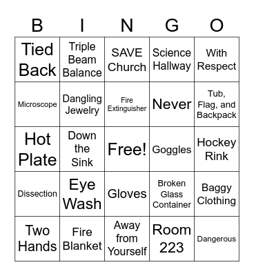 Lab Safety Bingo Card
