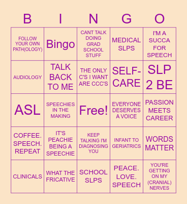 NSSLHA SLP Bingo Card