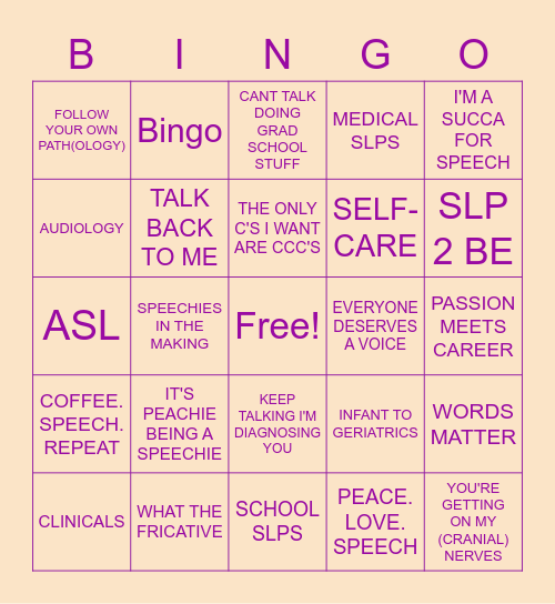 NSSLHA SLP Bingo Card