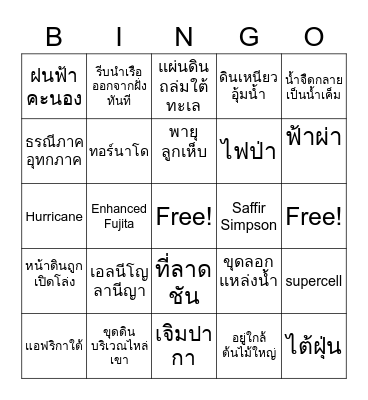 ภัยพิบัติ Bingo Card