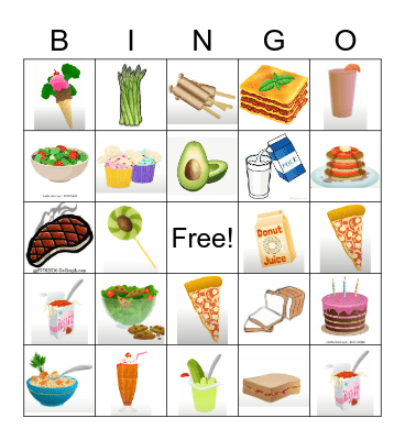 Food Bingo Card