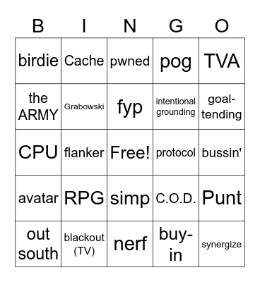 Jargon Bingo Card