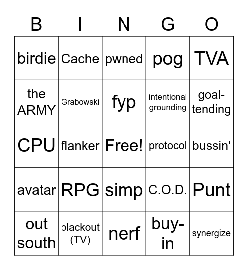 Jargon Bingo Card