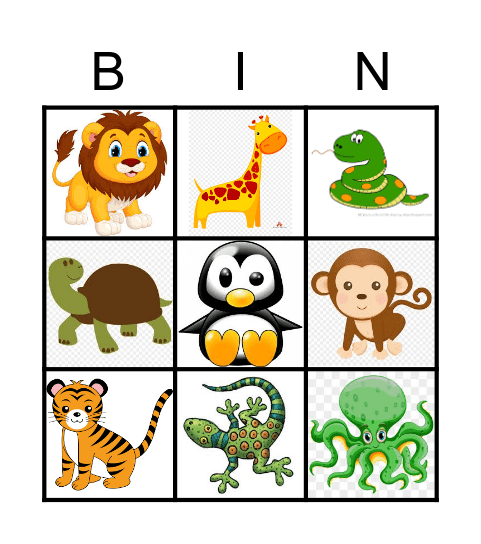 Animals World Bingo Card