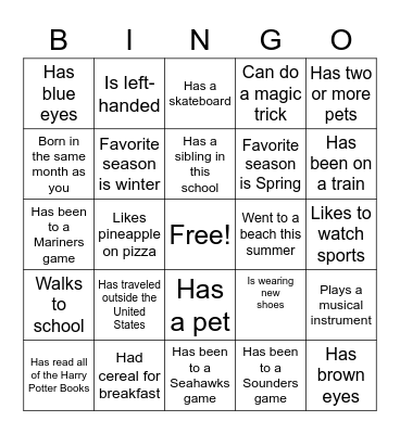 2021-22 Yearbook Bingo Card