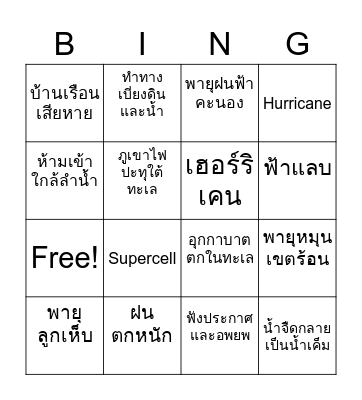 ภัยพิบัติ2 Bingo Card