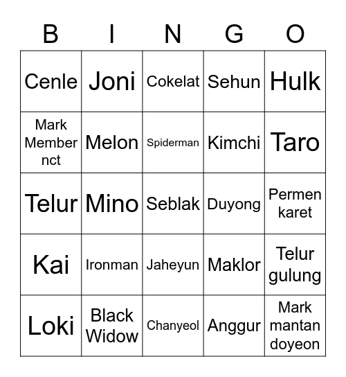 Keisuke Bingo Card