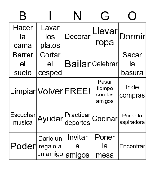Unidad 4.2 Bingo Card