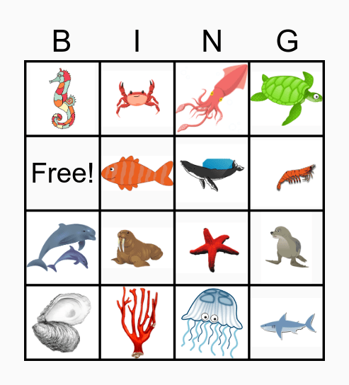 UNDER THE SEA Bingo Card