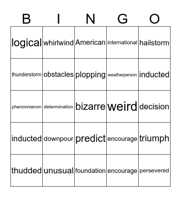 Vocabulary Bingo Card