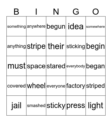 Lesson  47 Bingo Card