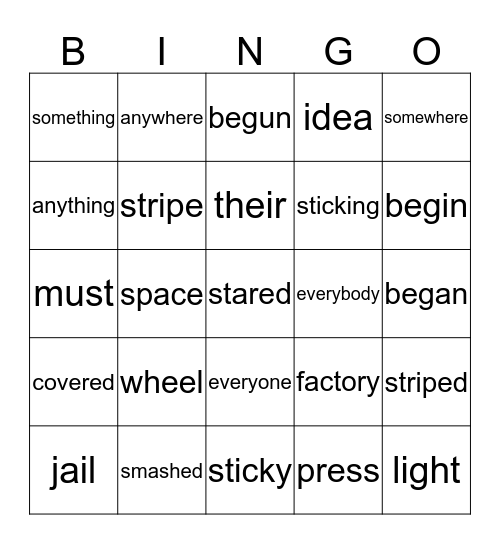 Lesson  47 Bingo Card