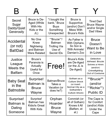 TheWitchBoy's Bruceman/Batwayne Bingo Card