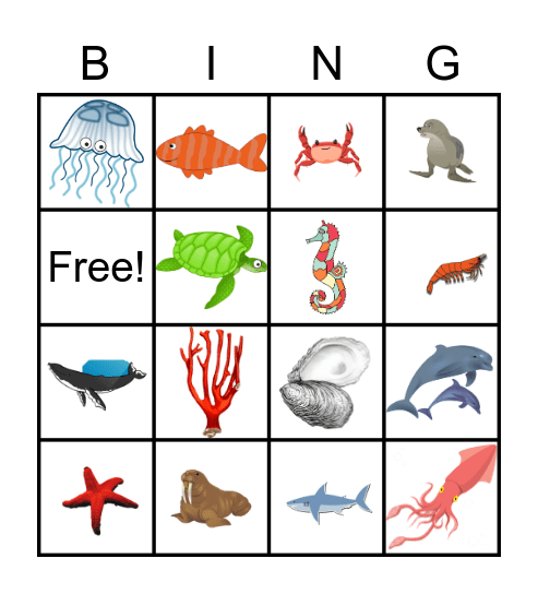 UNDER THE SEA Bingo Card