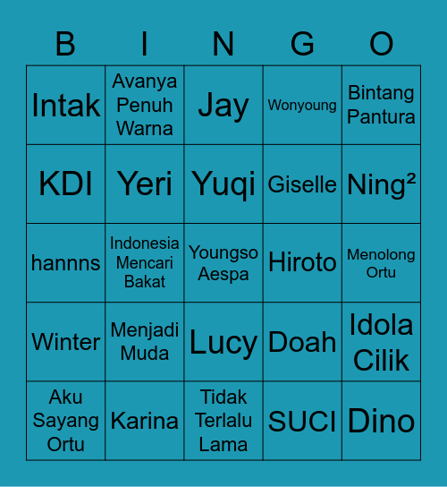 youngsoical Bingo Card