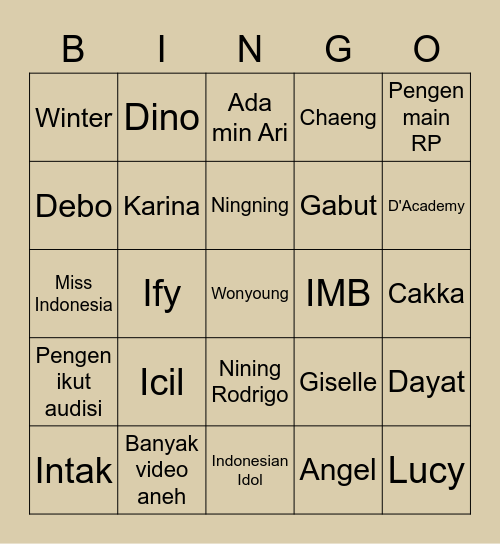Ning2x Bingo Card