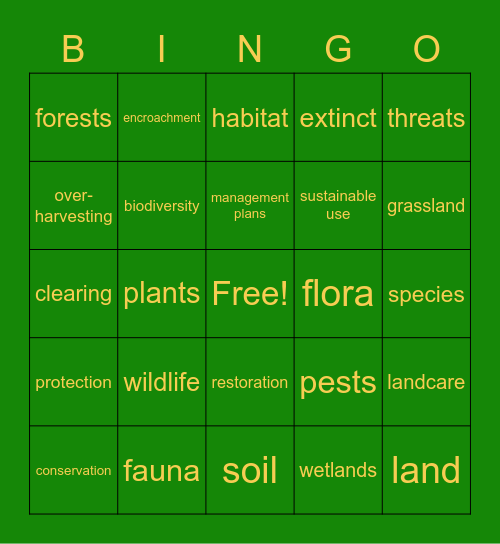 SDG 15 - Life on land Bingo Card