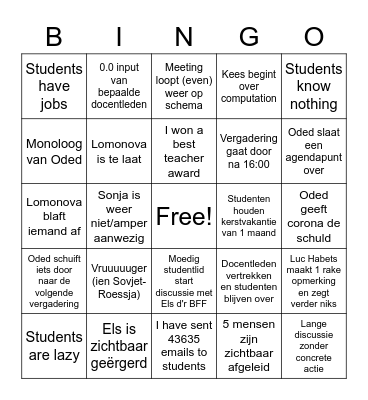 Nee ik speel geen OC bingo hoor, waar heb je het over? Bingo Card