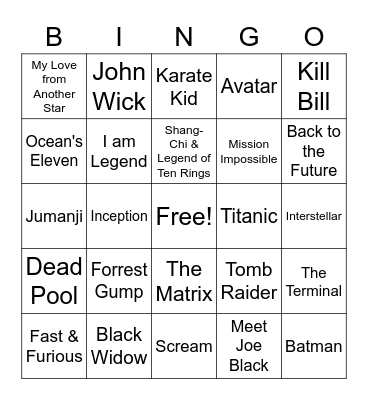 Movie Bingo Card