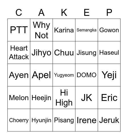 Hhyuenjin Bingo Card