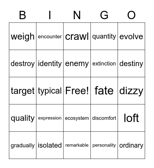 yeoul unit 12 & 13 Bingo Card