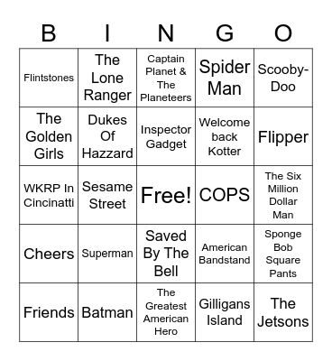 TV Theme Songs Bingo Card