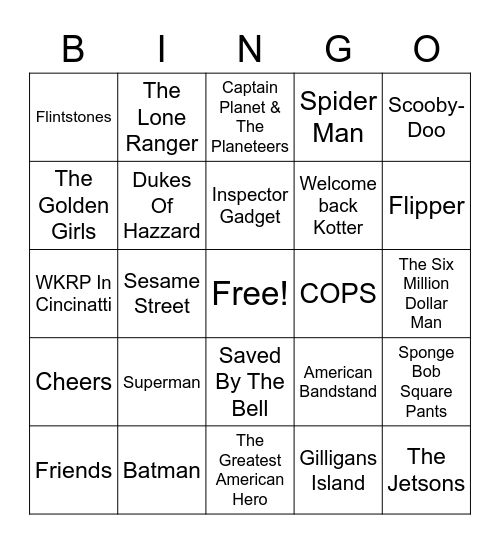 TV Theme Songs Bingo Card