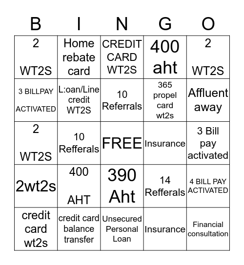 TUCKER BINGO  Bingo Card