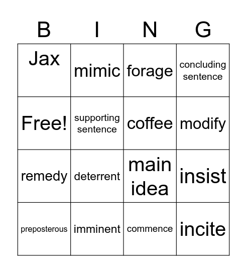 9-1-21 - Mrs. Dorhout Bingo Card