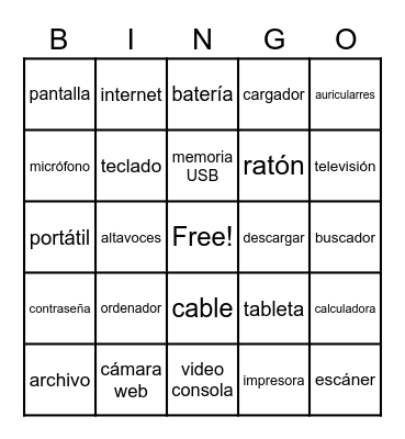 Tecnología I Bingo Card