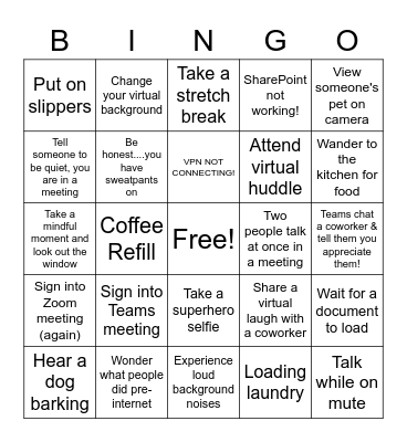 Virtual Work BINGO Card