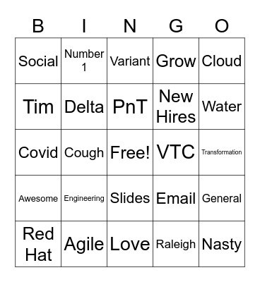 All Hands Bingo Card