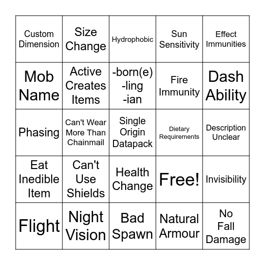 Origins Bingo Card