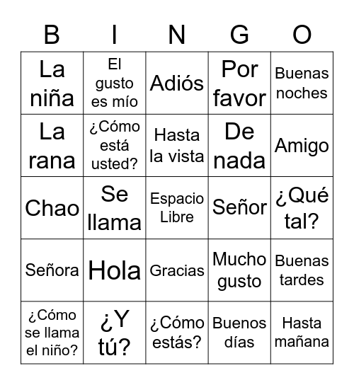 6th Bingo 1 Bingo Card