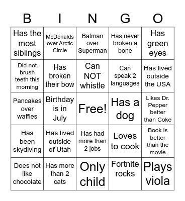 Untitled Bingo Card
