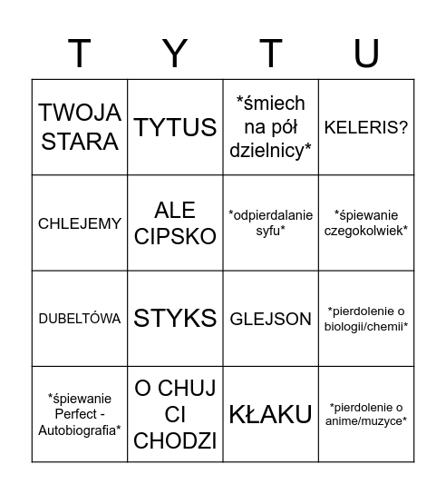 PIOTEREK BINGO Card