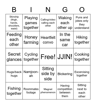 Namjin in In The Soop Season 2 Bingo Card