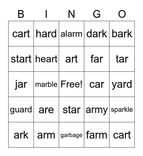 AR Bingo Card